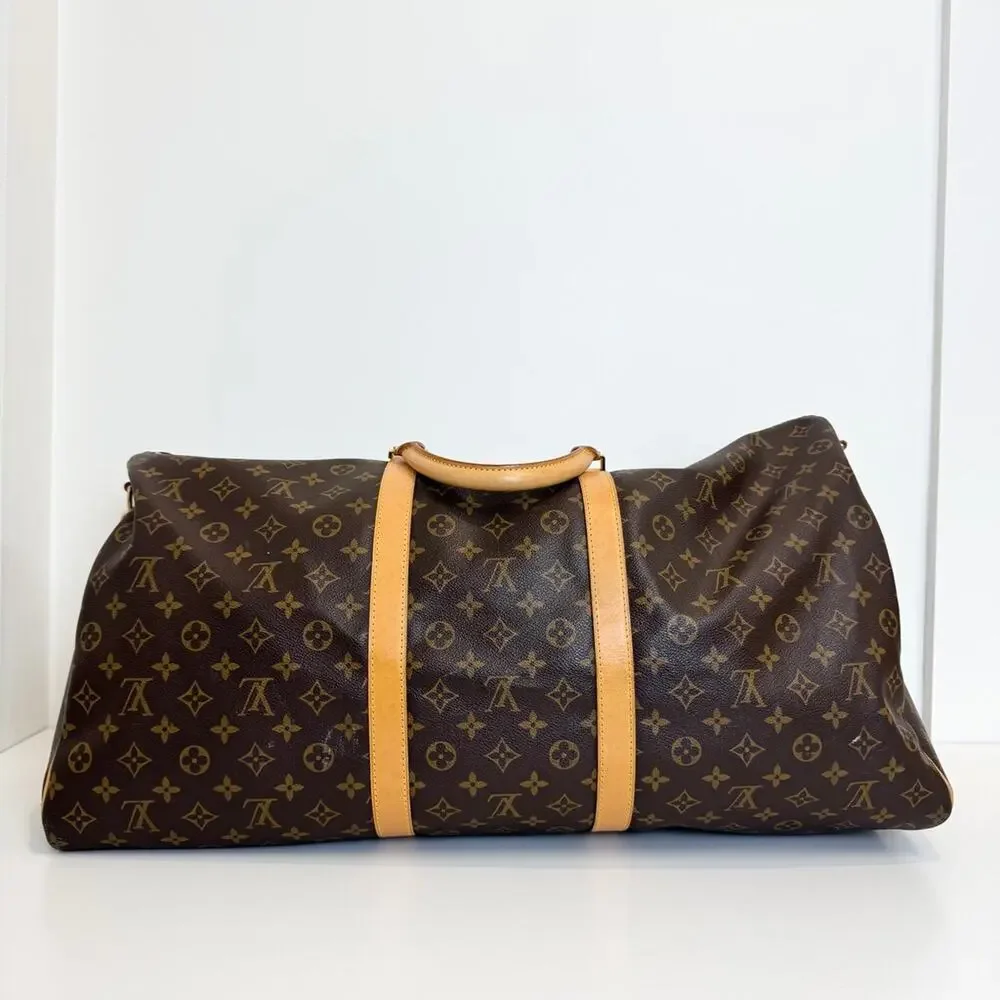 Louis Vuitton Monogram Canvas Keepall Bandouliere 60 Large Travel Duffle Bag LV